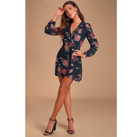 Lulus Dresses & Skirts - LULUS: Pretty Pretender Navy Floral Print Dress (NWOT)